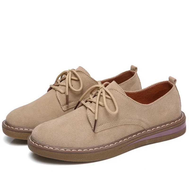 Cow Suede Leather Women Handmade Shoes Flats Oxford Ladies Sneakers Loafers Casual Shoes Moccasin Plus Size Autumn Boat ShoesXJ250118