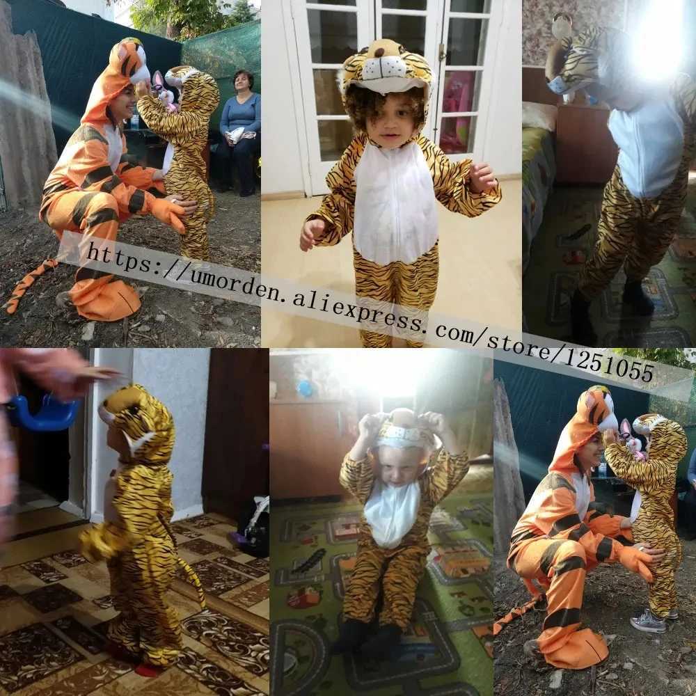 Order 2-8Y Toddler Kids Child Tiger Costume Jumpsuit Hoodie for Boys Girls Animal Themed Party Fancy Dress W250117