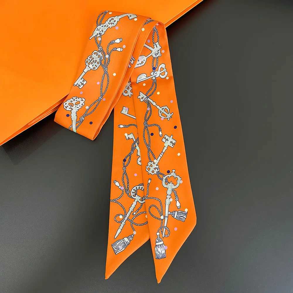 Classic Key Chain Female Decoration Twill Long Ribbon Binding Bag Silk Ribbon Hair Belt Hot Selling Small Scarf W250118