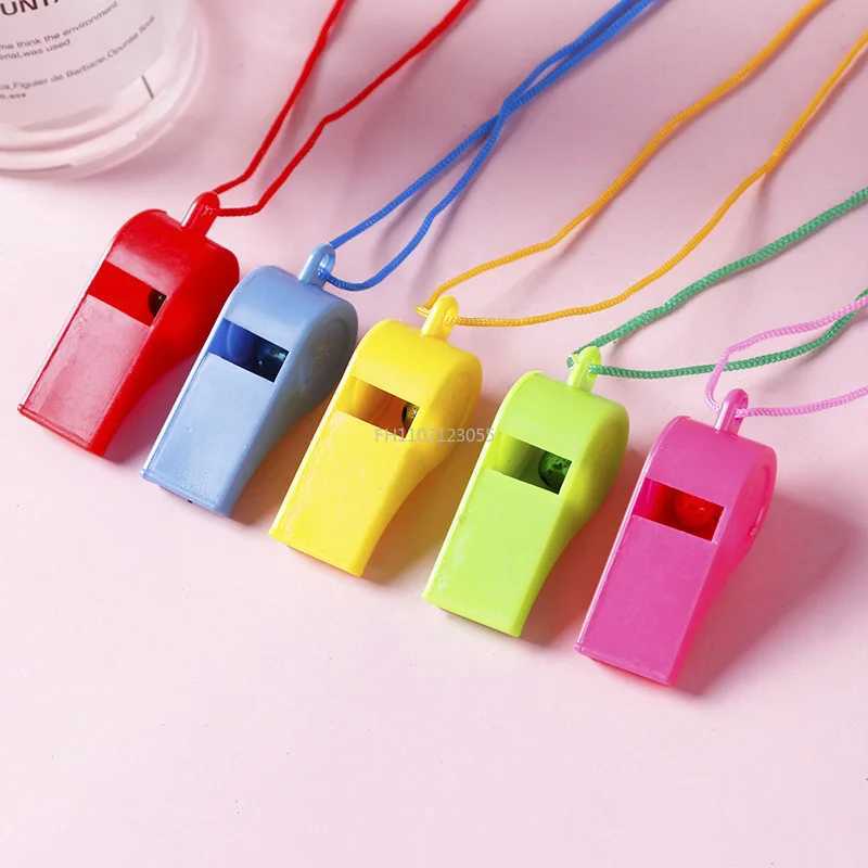 pcs Mini Plastic Whistle with Rope Children Toys Kids Football Soccer Rugby Cheerleading Whistle Birthday Party SuppliesW250121
