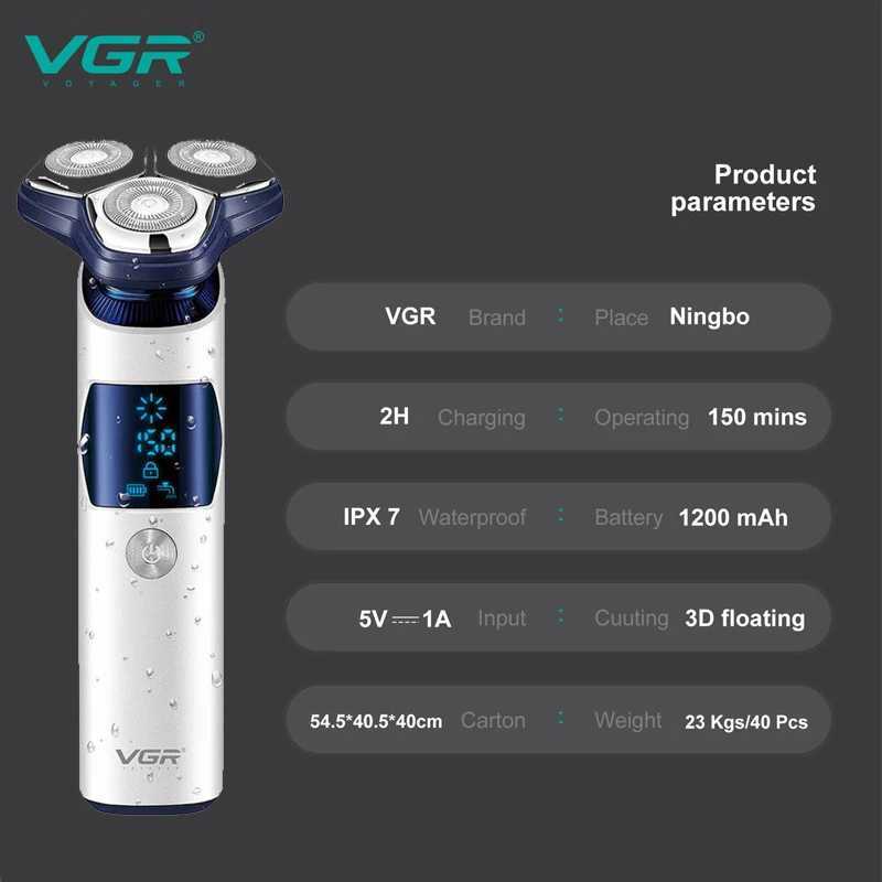 Original VGR 3D Wet Dry Electric Shaver For Men Beard Rechargeable Facial Electric Razor Floating Head Shaving Mane LithiumW250117
