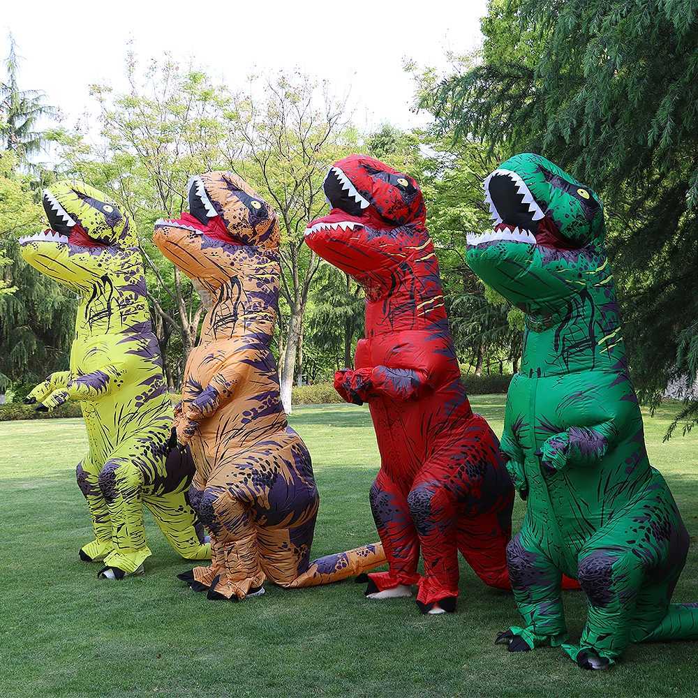 T-rex Inflatable from Tyrannosaurus Dinosaur Costume Child Kids Adult Role-playing Fancy Halloween Mascot Party Apparel W250117