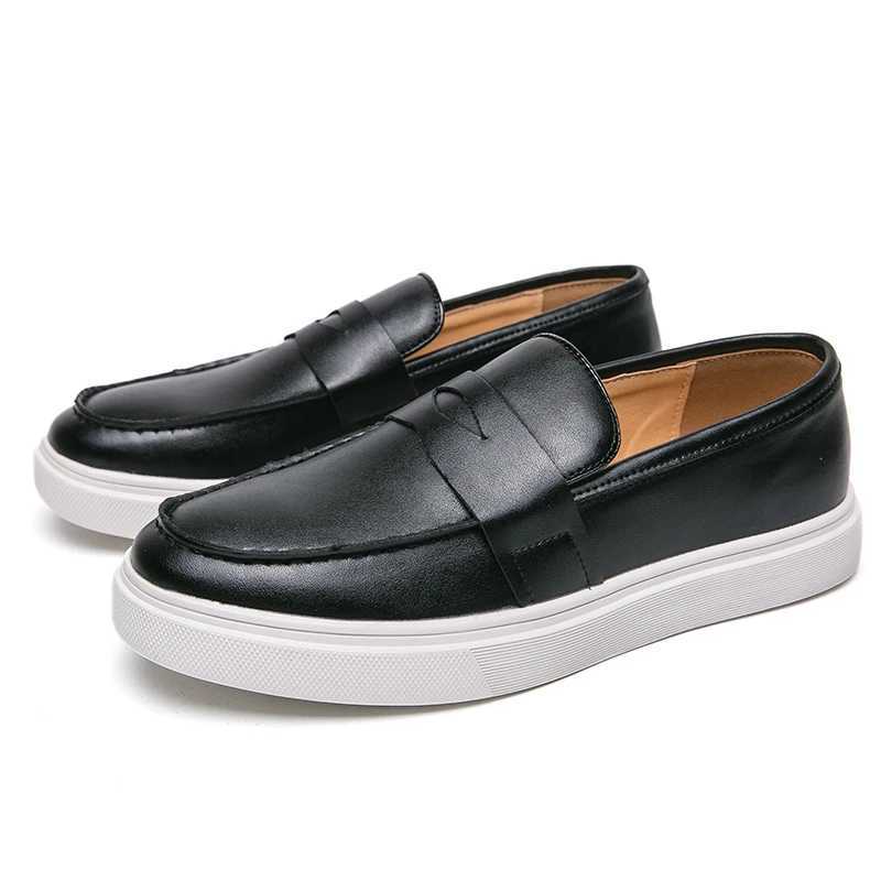 Casual Leather Social Shoes For Men High Quality Shoes Male Slip Loafers Flat Boat Mens Office Shoes Men 2025XJ250118