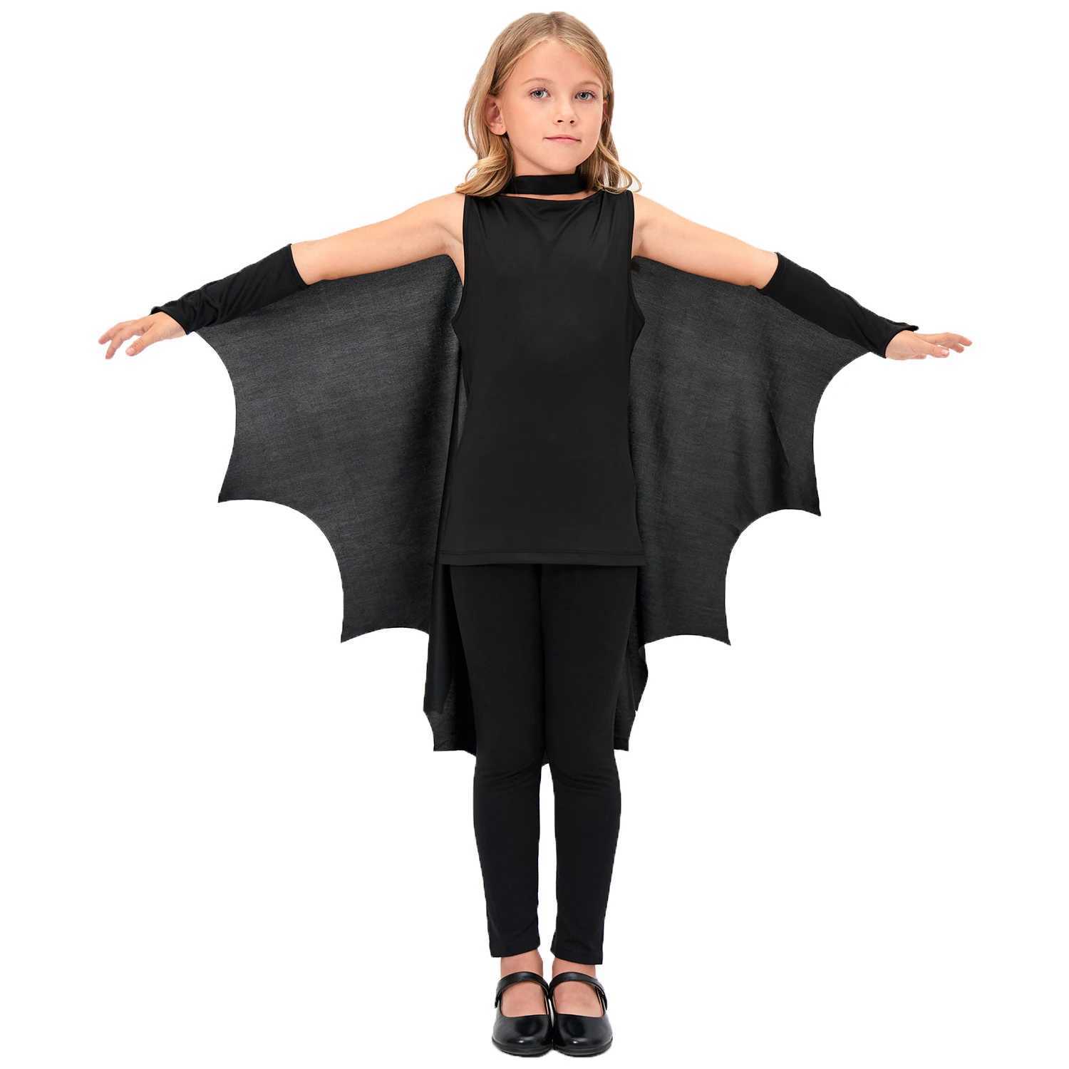 Order Unisex Kids Child Black Bat Wings Cape Cloak Halloween Costumes 5-8Y W250117