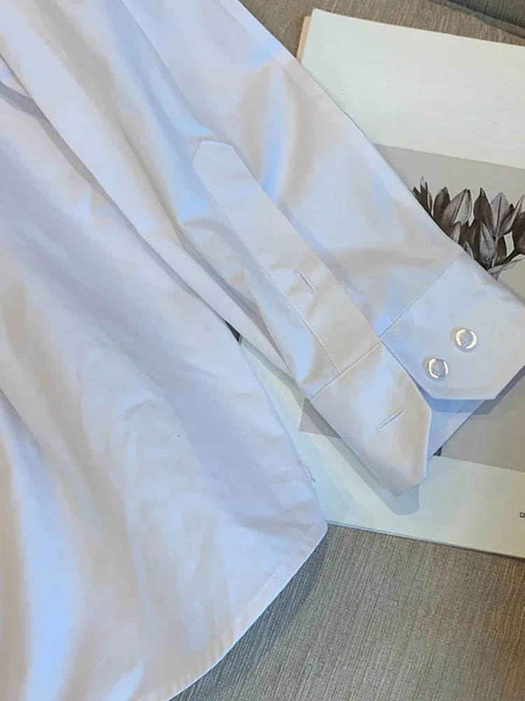 French Style Turn Down Collar Blouse Spring Print Heart Button White Long Sleeve Blusas Harajuku Unisex Loose Lip Shirt Women 250118