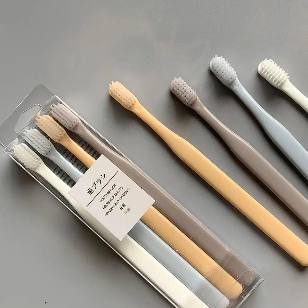 4Pcsset Soft Bristle Small Head Toothbrush Family Travel Brush Tooth Care Oral Hygien Supplies 250115