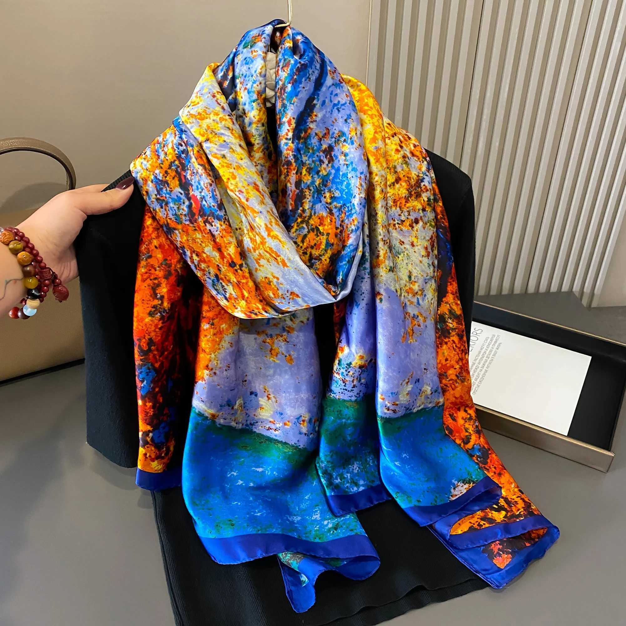 New Shl 2024 Seasons Luxury Sunscreen Bandannas Europe And America Print Long scarf Fashion Latt 160X40CM Silk Scarves W250118