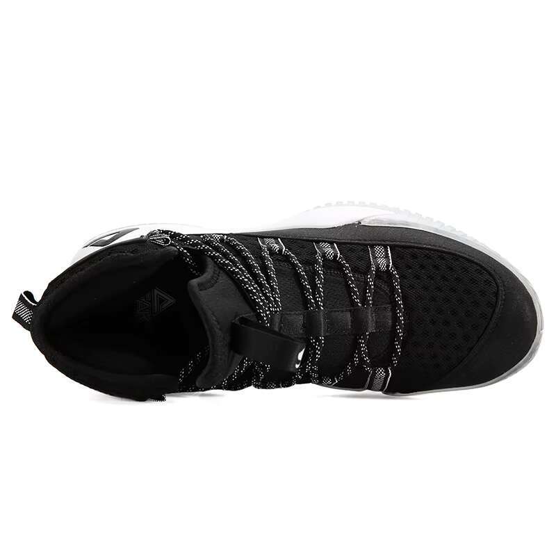 PEAK Men's Court Anti-slip Rebound Basketball Sneakers Light Sports Shoes Breathable Lace-up High Top Gym Boots