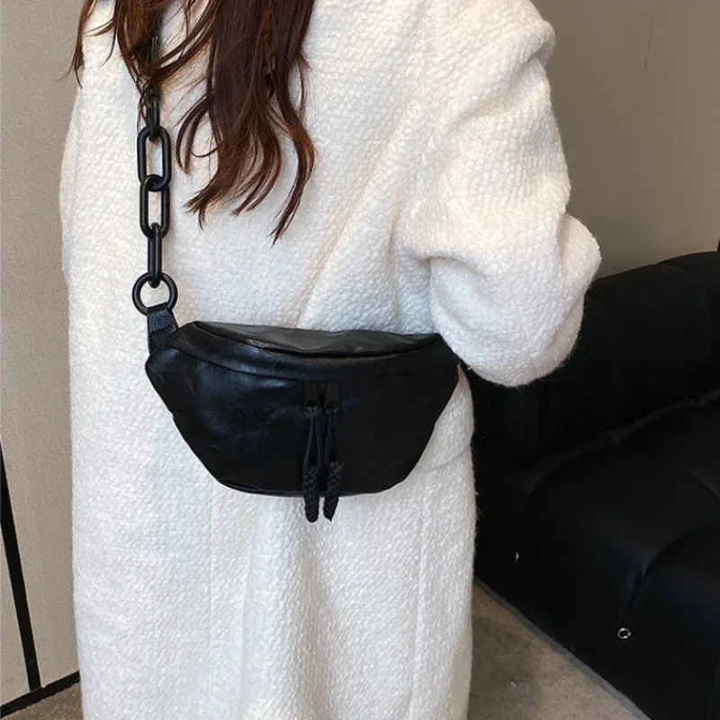 Fashion Soft Leather Waist Bag Ladies Fanny Pack High Quality Shoulder Belt Purse Bags Fashion Crossbody Chest Bags 250122