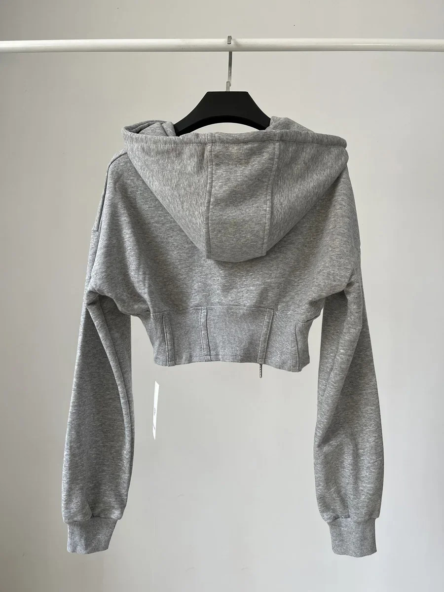 Crop Tops Fashion Hoodies for Women Ropa Mujer Slim Waist Folds Zipper Y2k Jackets Casual Korean Vintage Sweatshirts Coat 250109
