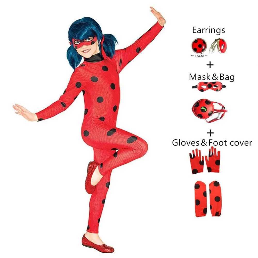 Halloween Birthday Party Costume for kids Carnival Child Bug Costume Jumpsuit Mask Bag Cosplay Red Polka Dots Costume W250117