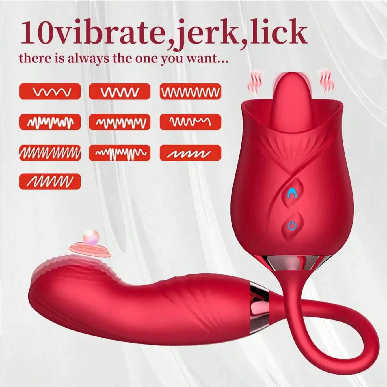 Rose tongue licking vibrator female clitoris G-Spot vaginal dual impact stimulator 10 vibration mode rose masturbator W250117