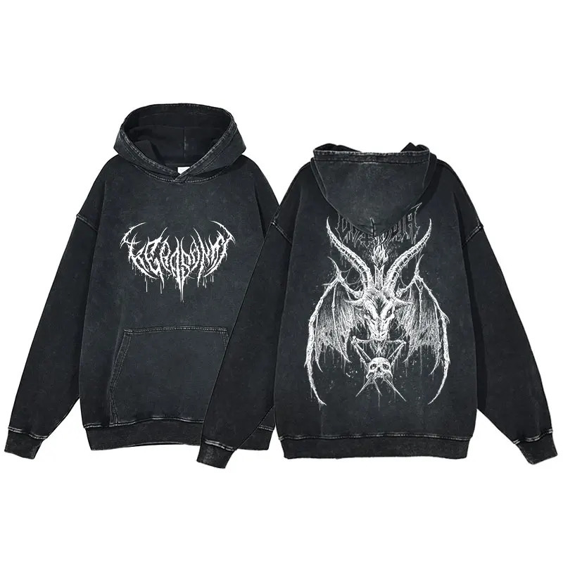 Y2K Hoodies Men Anime Harajuku Gothic Skull Print Hooded Sweatshirt Teen Workout Casual Vintage Hip Hop Long Sleeve Pullover 250108