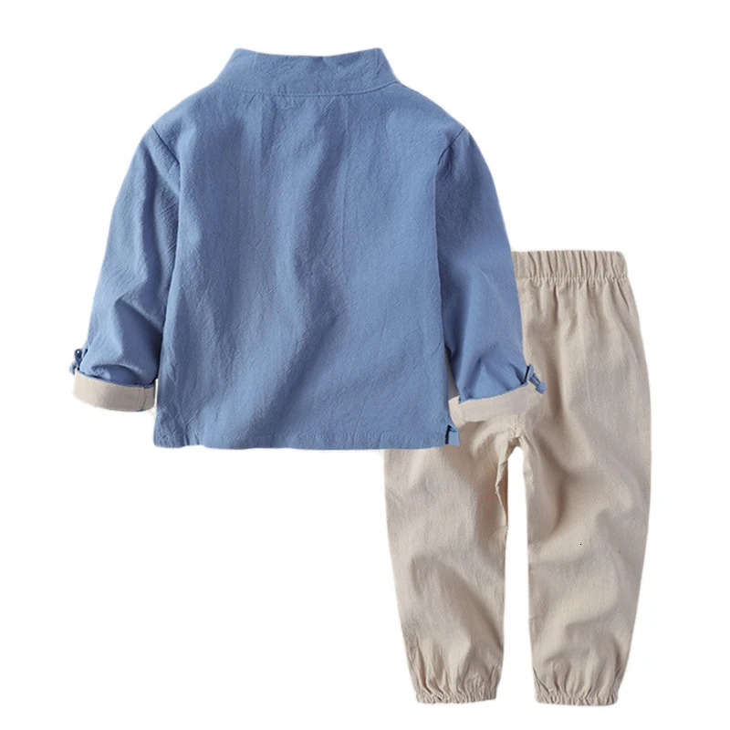 Chinese Style Boys Clothing Sets Hanfu Po Clothes Sets Spring Autumn Suit For Girls Children Linen Kid Suit Toddler Costumes 250113