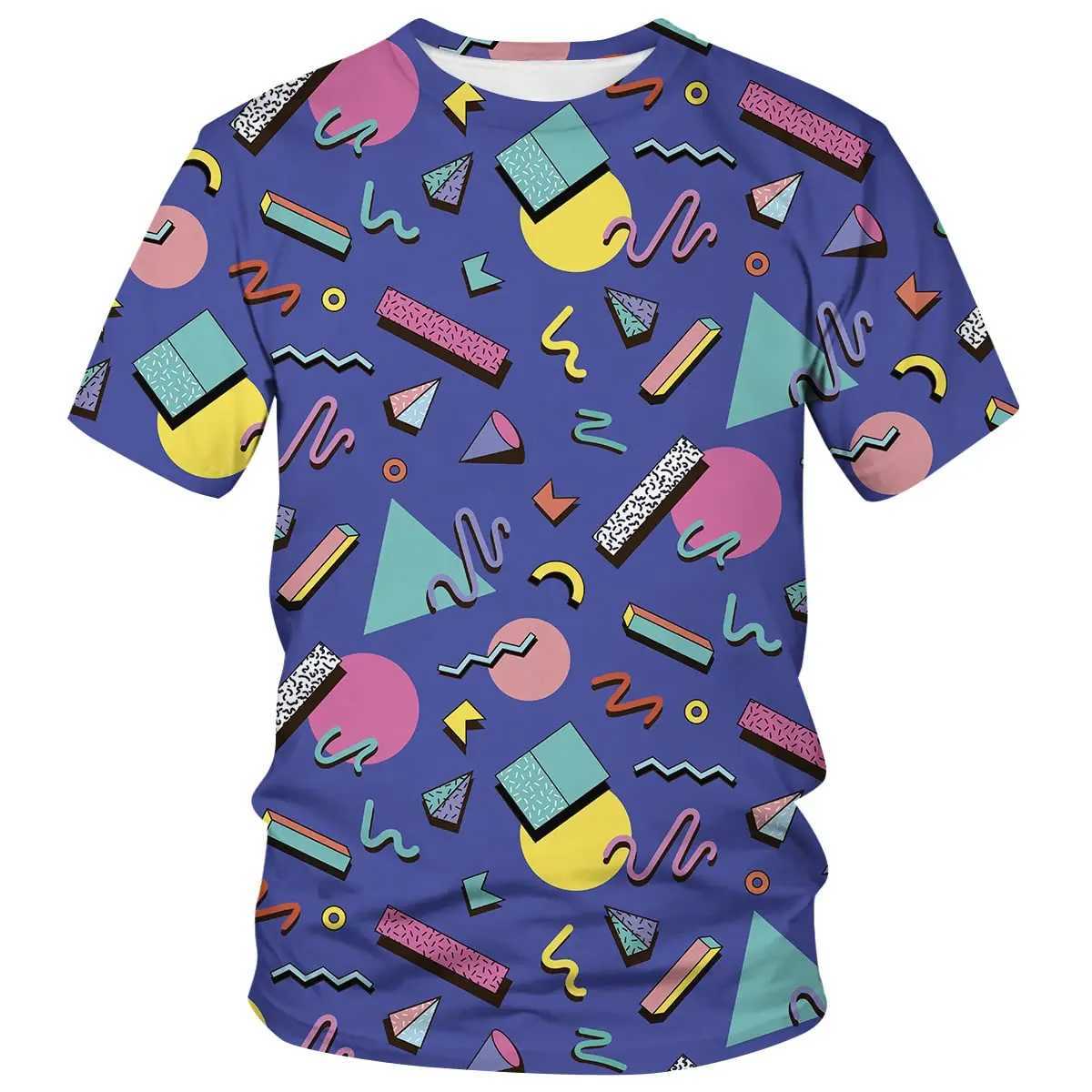 80s 90s 3D Print T-Shirts Men Hip Hop Short Sleeve T Shirt Neon Disco Party Costume Oversized Tees Harajuku Y2k Top Kid Clothing W250117
