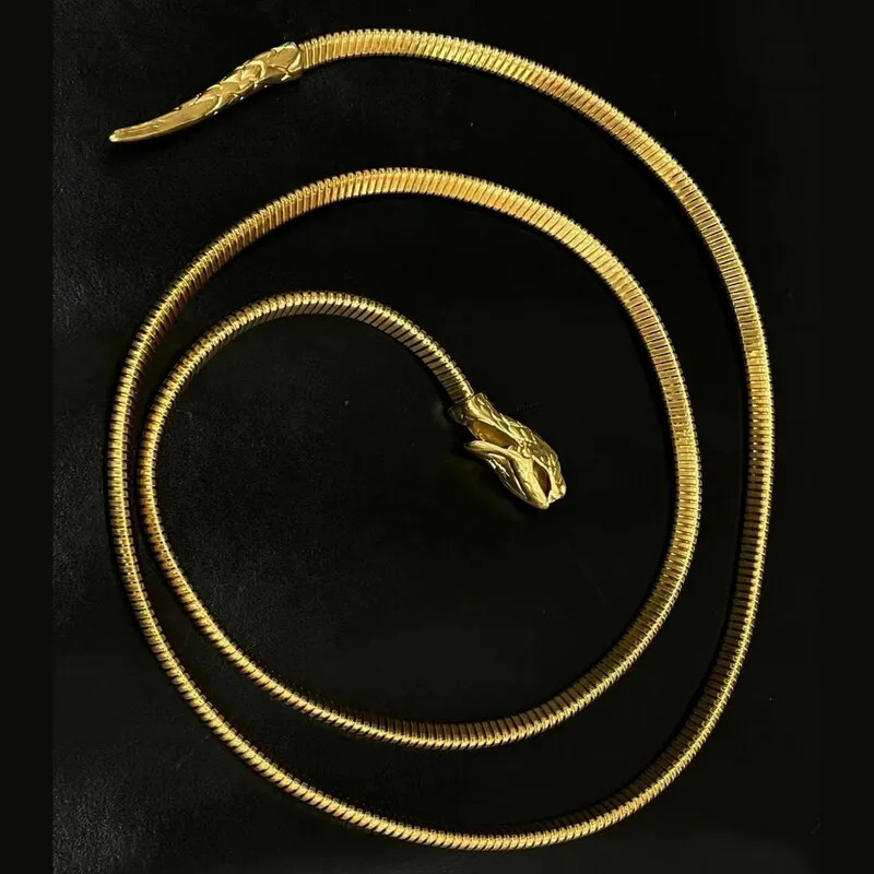 Fashion accessories snake head waist chain pure copper womens thin waist chain multi-purpose accessory snake head gold chain 250117