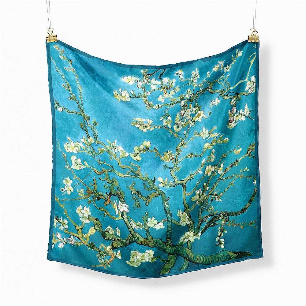 Famous Oil Painting Twill % Silk Scarf Fashion Women Scarf Wrs 53cm Square Scarves Head Scarf Hijab Neckerchief Bandana W250118
