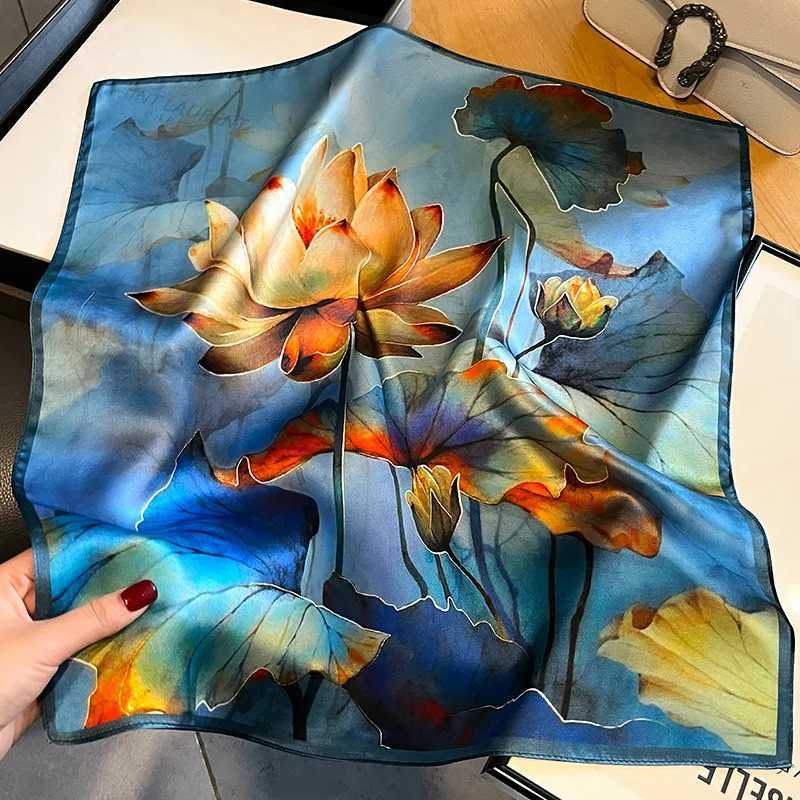 Luxury Brand % Silk Satin Scarf Women Handkerchief Bag Scarfs Female Square Head Bandana Small Neck Scarves For Ladies 2024 W250118