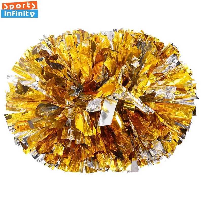 Colorful Handle Cheerleader Pom Poms Big Cheer Balls Silver Gold Hand Dance Pom Cheerleading Accessories for Women Girl KidsW250121