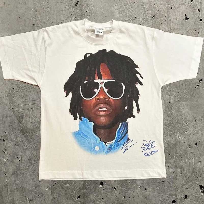 Y2k European and American New Summer Mens T-shirt Portrait Printing Harajuku Hip Hop Personalized Fashion Couple Shirt W250117