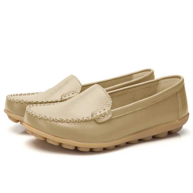 Genuine Leather Shoes Woman Soft Boat shoes for Women Flats shoes Big size 35-44 Ladies Loafers N-Slip Sturdy SoleXJ250118