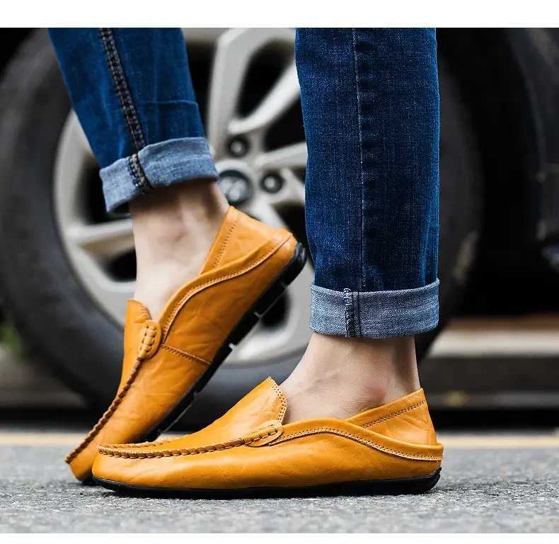 Leather mens shoes Casual luxury mens shoes Mocha shoes Breathable slippery mens boat shoes BDVEXJ250118