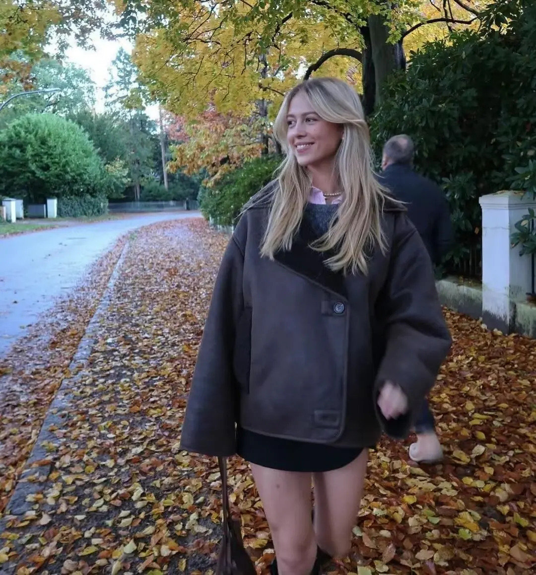 Winter fur coat for women fashionable and versatile lapel loose high-end casual jacket tops 250122