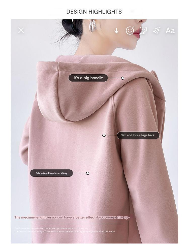 New best-selling spring and autumn Korean thickened sweater jacket women's hooded autumn and winter wear loose casual cardigan women's top
