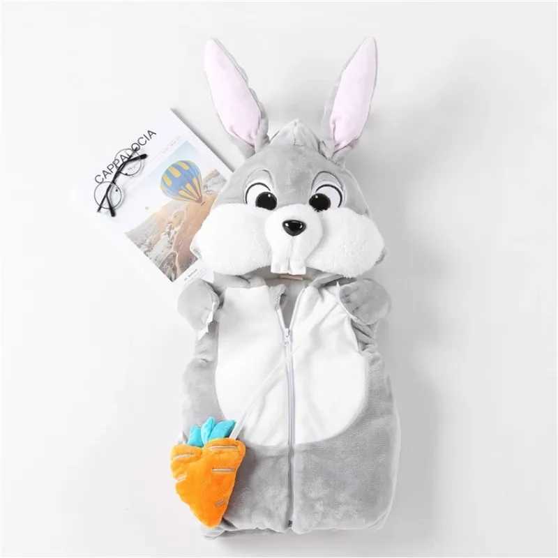 Child Rabbit Bunny Cosplay Costume Cute Baby Animal Hoodie Vest with Carrot Winter Pyjamas Thickening 1-2T 2-3T W250117