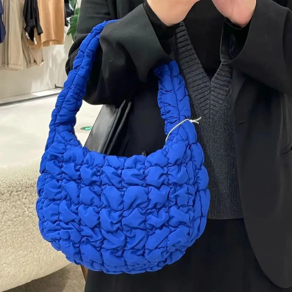 Fashion Girls Handbag Plaid Hobo Bag Space Cotton Padded Cloud Bag Down Cotton Shoulder Bag Versatile Shoulder Bag 250113