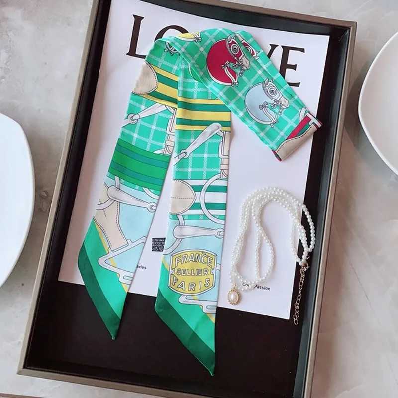 Spring New Style Steed Cavalry Horse Racing La Versatile Twill Ribbon Scarf Travel Bag Handle Ribbon Hair Band Small Scarf W250118