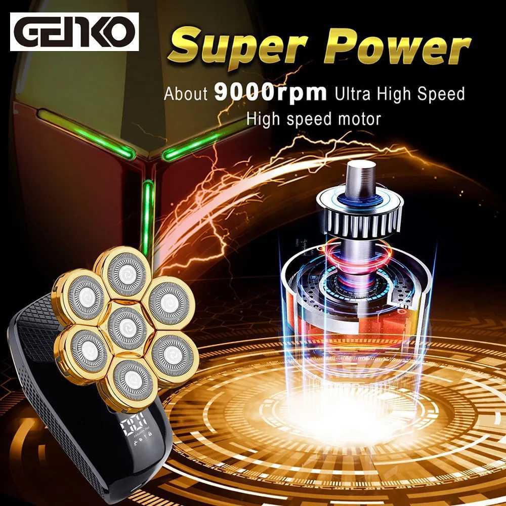 GENKO 5 In 1 7D Mens Rechargeable Bald Head Electric Shaver 7 Floating Heads Beard Nose Ear Hair Trimmer Razor Clipper Facial BW250117