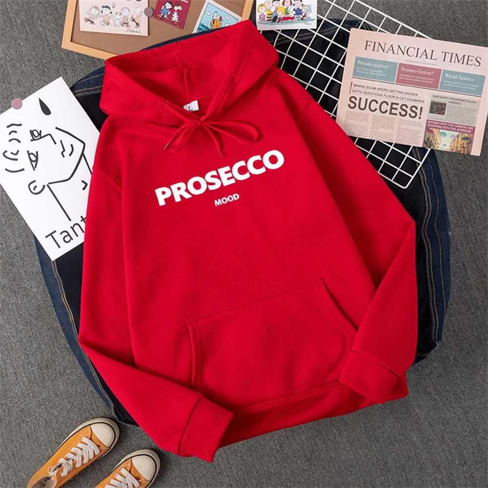 PROSECCO MOOD Letter Graphic Printed Hoodies Women Summer Oversize Female Clothing Elegant O Neck Cotton Lady Tops Y2k W250117