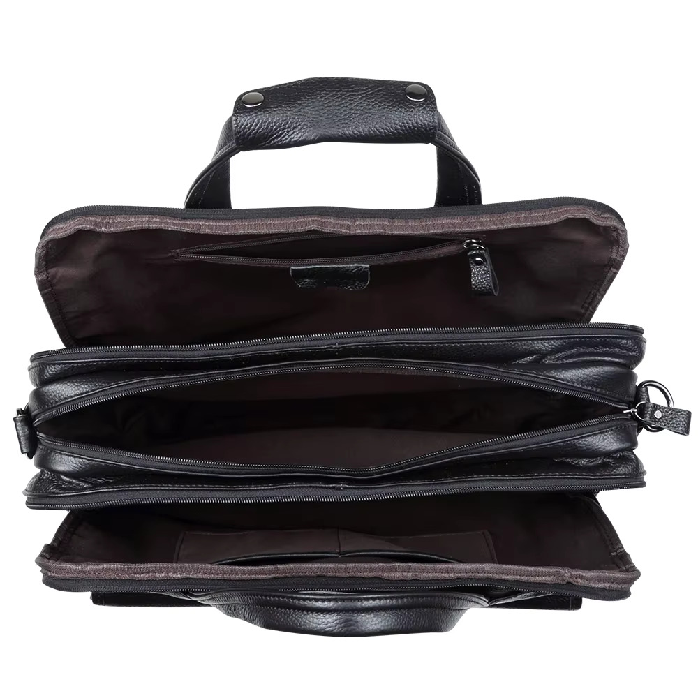 Fashion Genuine Leather Men A4 Office Handbag Business Casual Men's Travel Bag 15.6" Laptop Shoulder Bags Tote Briefcase