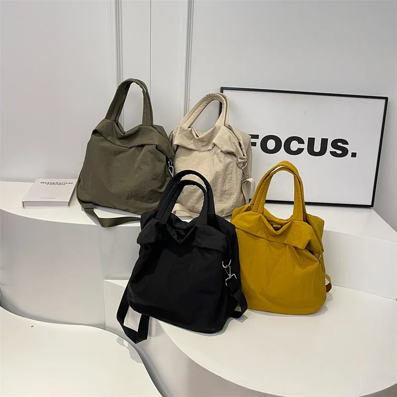 Solid Color Simple Fashionable Leisure All-Match Tote Bag With Large Capacity For School Work And Commute 250122