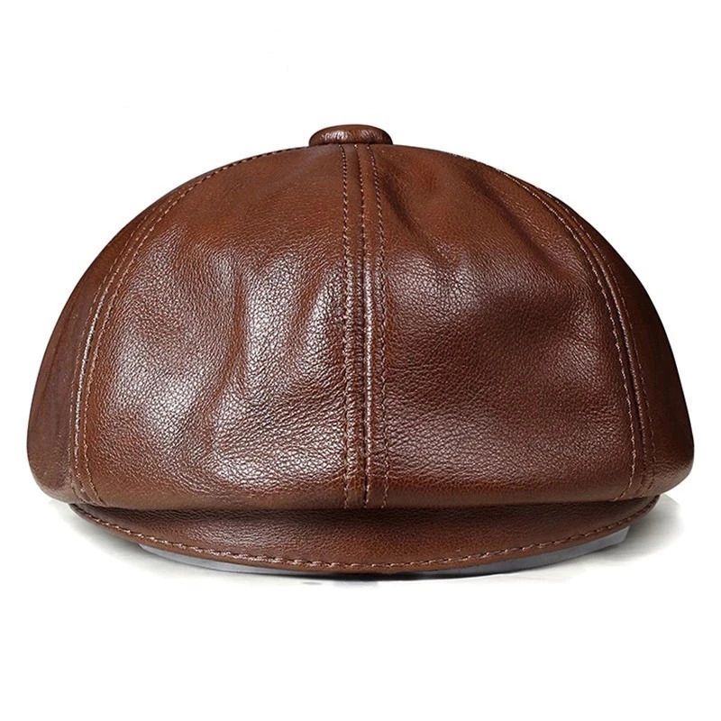 Genuine Leather Hat Cap belt Cowhide beret Warm winter cotton men padding hunting cap/hat ear flap 250120