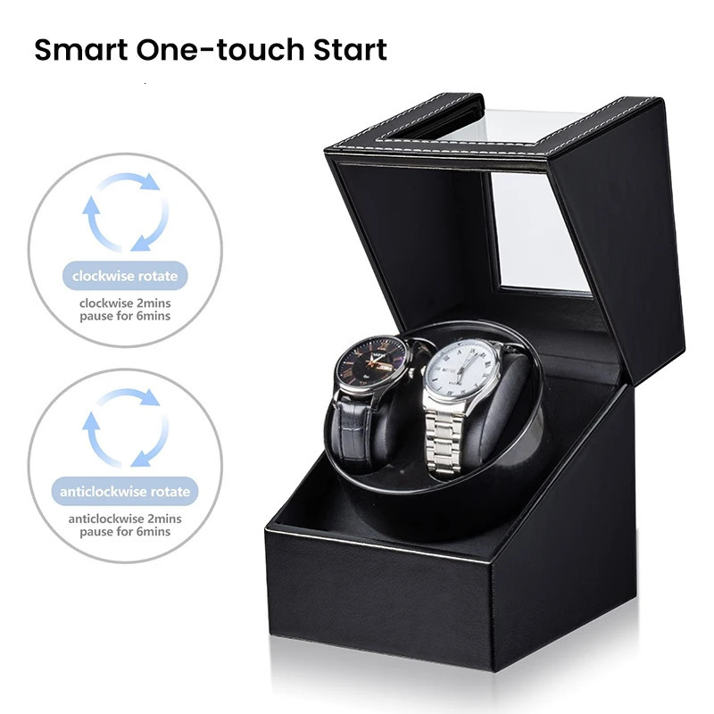 Double Watch Winder for Automatic Watches Automatic Watch Winder Leather Box 2 Slots Watch Winder for Men with Quiet Motor 250121