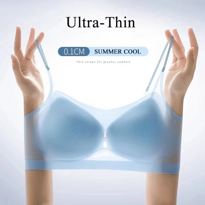 Women Sexy Push Up Bra Seamless UltraThin Ice Silk Intimates Wireless Bralette Underwear Air Cooling Brassiere With Pad 250122