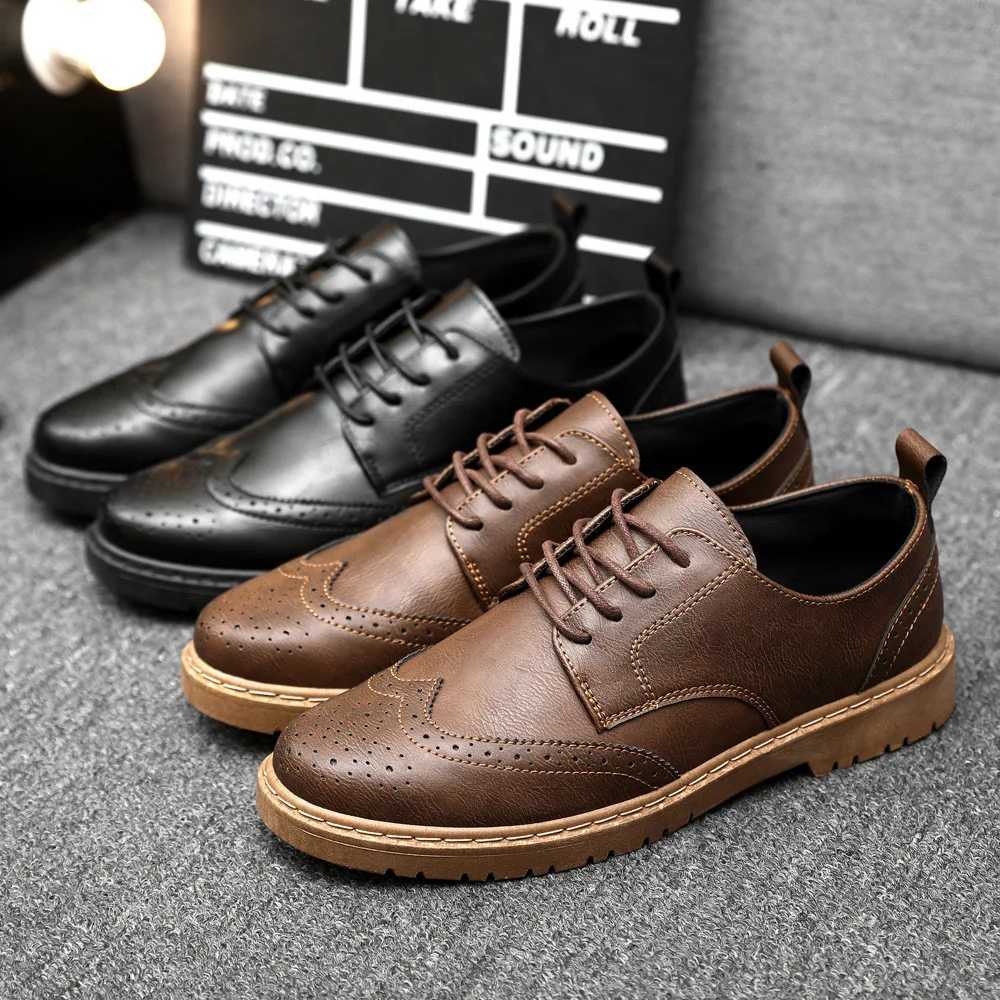 Men Brogue British Casual Dress Shoes Male Gentleman PU Leather Footwear Semi-Formal Men Loafers Thick Sole Party Zapatos HombreXJ250118