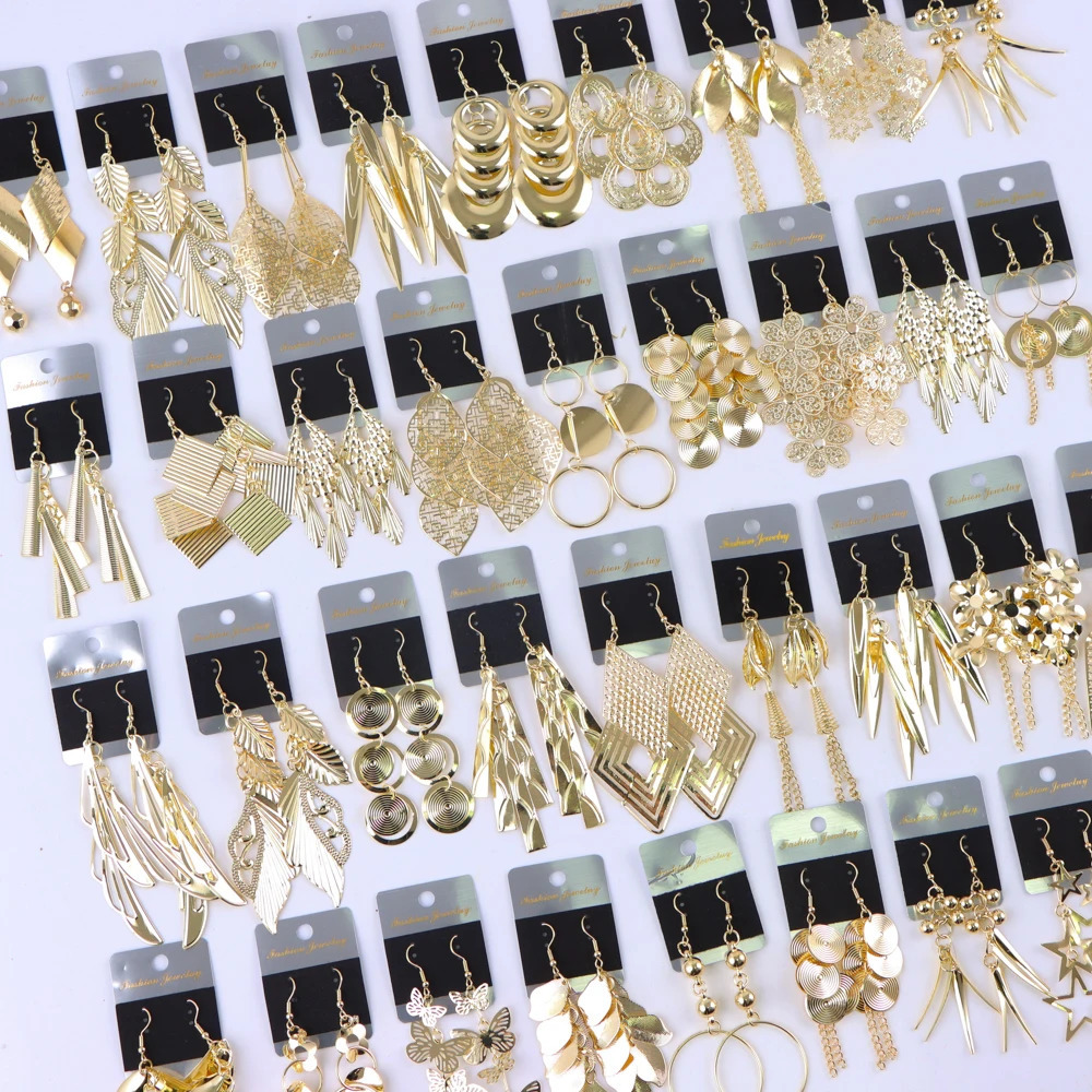 10/20/30/50Pairs Bohemian Fashion Butterfly Leaf Spiral Waterdrops Pendant Earrings For Women Charm Jewelry Party Gift Wholesale 250120