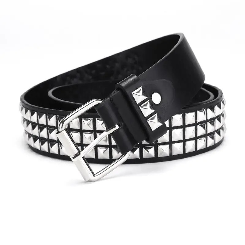 2024 Square Bead Rivet Belt Metal Pyramid Men and Women Punk Hardware Jeans Y2K Womens Belts 250114