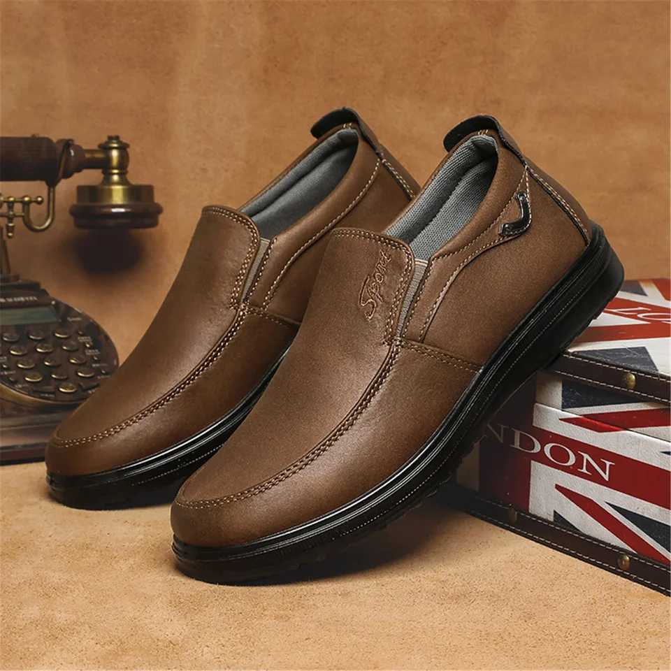 Mens Lightweight Durable Slip-s Antiskid Leather Casual Shoes for All Seass Leather Loafers for Casual Fiable OuttingsXJ250118