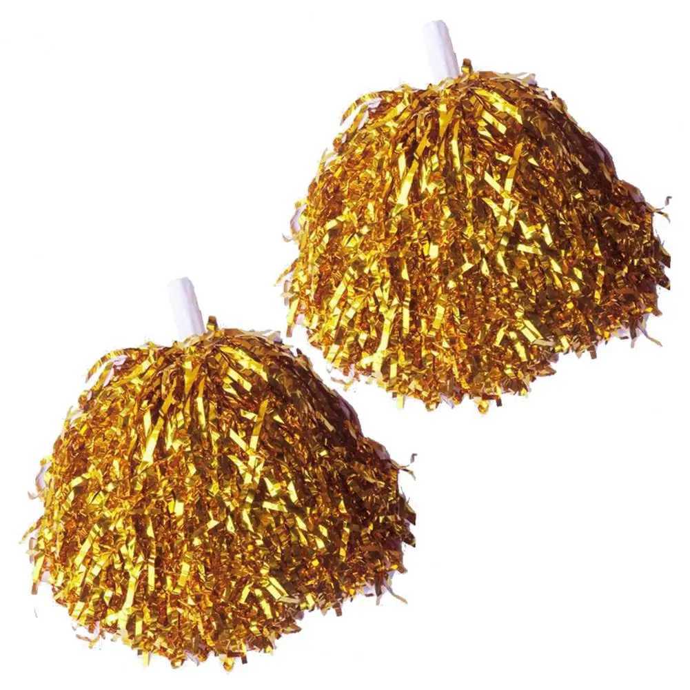2Pcs Metallic Cheerleader Pompoms with Non-Slip Handle Hand Flowers Pom Poms Sports Events Dancing Sports Cheerleading Pom PomsW250121