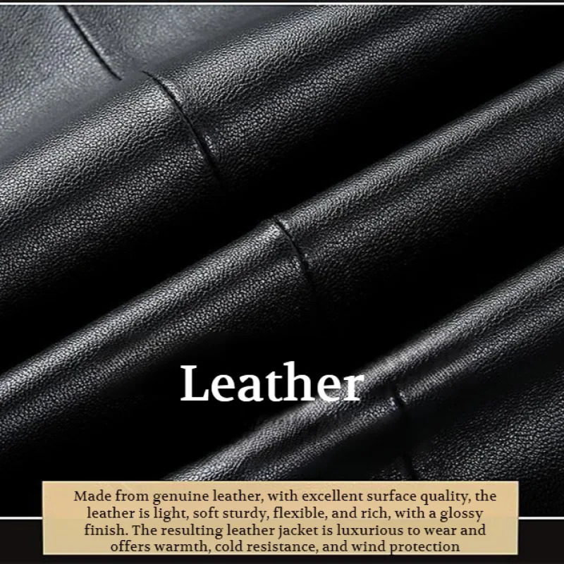 Mens winter leather jacket Midlength Winter Warmth Good warmth Highend mens pursuit Korean Style Lapel Motorcycle Jacket 250120