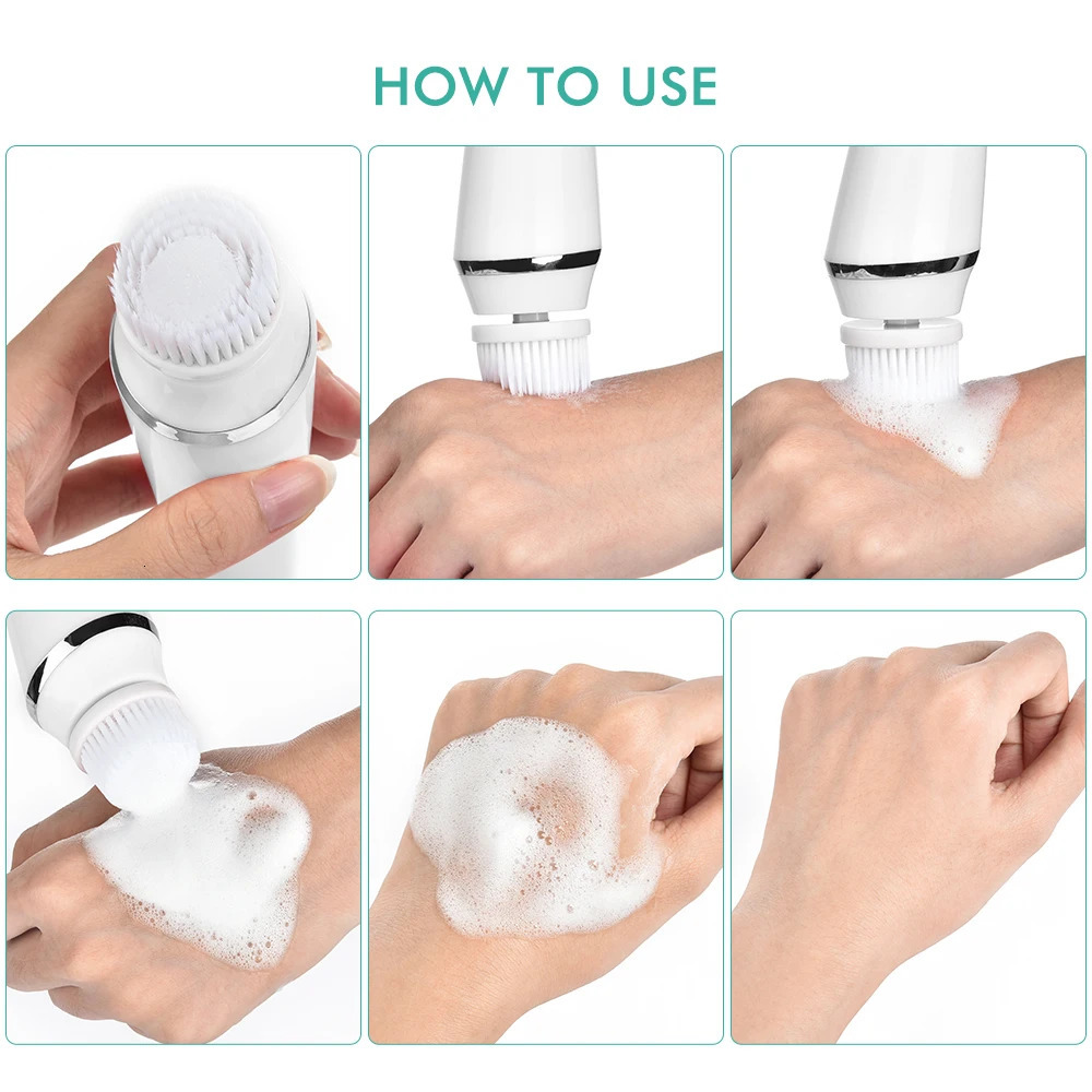 Electric Face Cleansing Brush Skin Care Vibration Makeup Pore Washing Silicone IPX7 Waterproof Face Cleaner Massager 250121