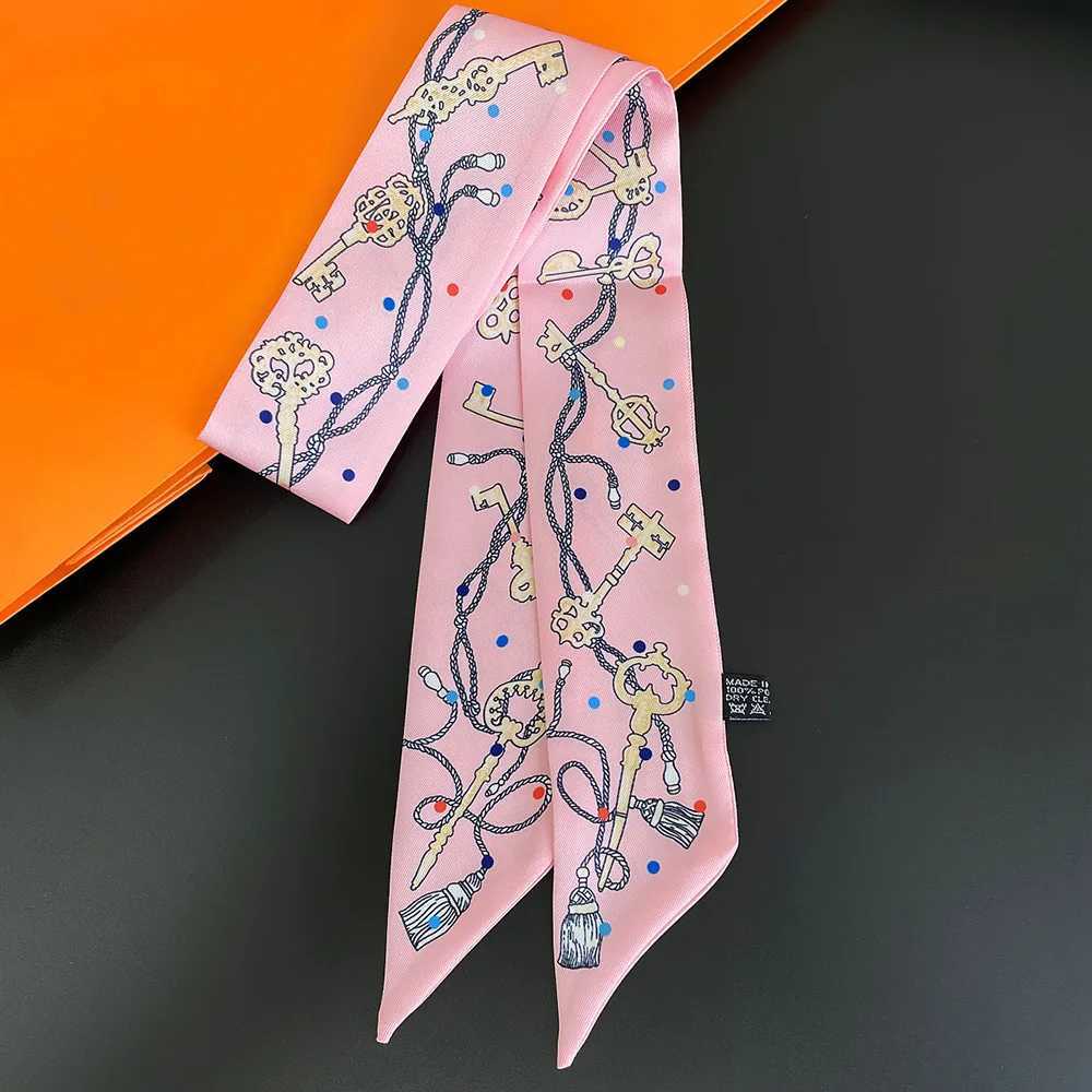 Classic Key Chain Female Decoration Twill Long Ribbon Binding Bag Silk Ribbon Hair Belt Hot Selling Small Scarf W250118