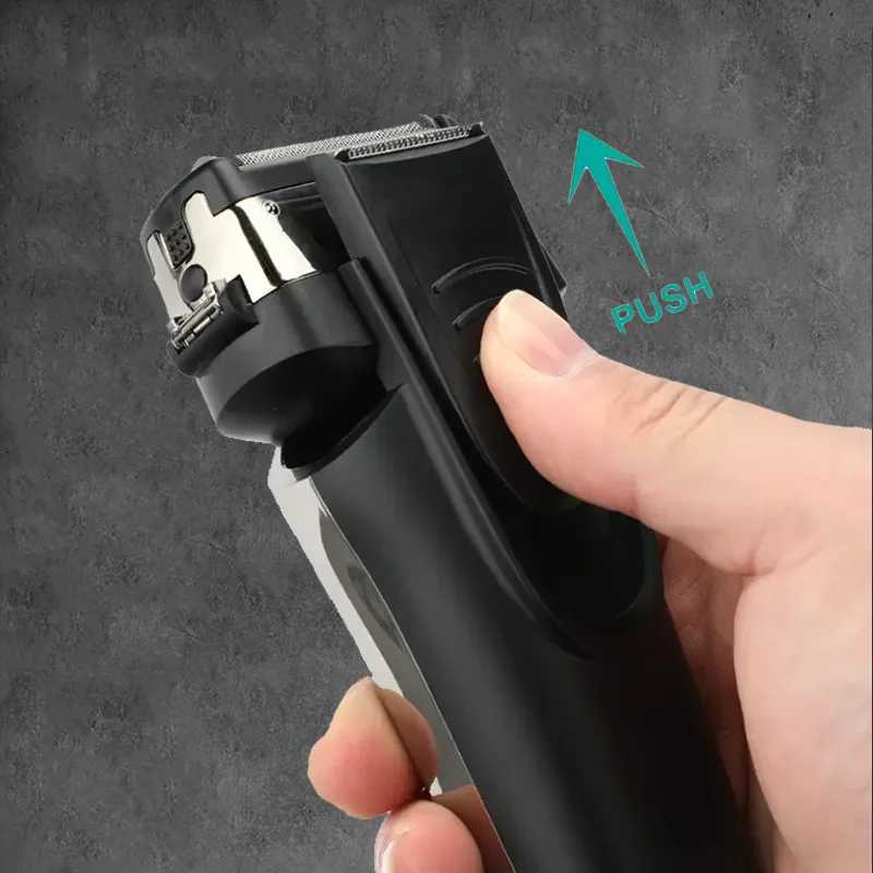 VGR 3D Mens Washable Wet Dry Electric Shaver Rechargeable Face Electric Razor bald Washable Beard Shaving Mane LCD DisplayW250117