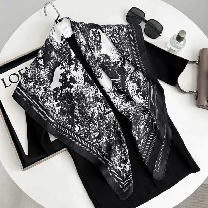 90*90cm Luxury Brand Silk Square Scarf Hijab Women Bandana Soft Scarves Neckerchief Ladies Hair Shl Wr Headband W250118