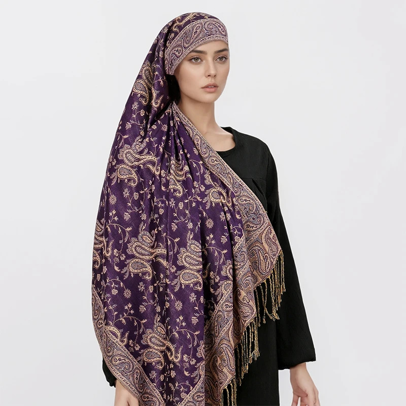 Tassel Blanket Paisley Jacquard Pashmina Fashion Shawl Wrap Cashmere Scarf Women Neckerchief Poncho Hijab Stoles 2025 250120