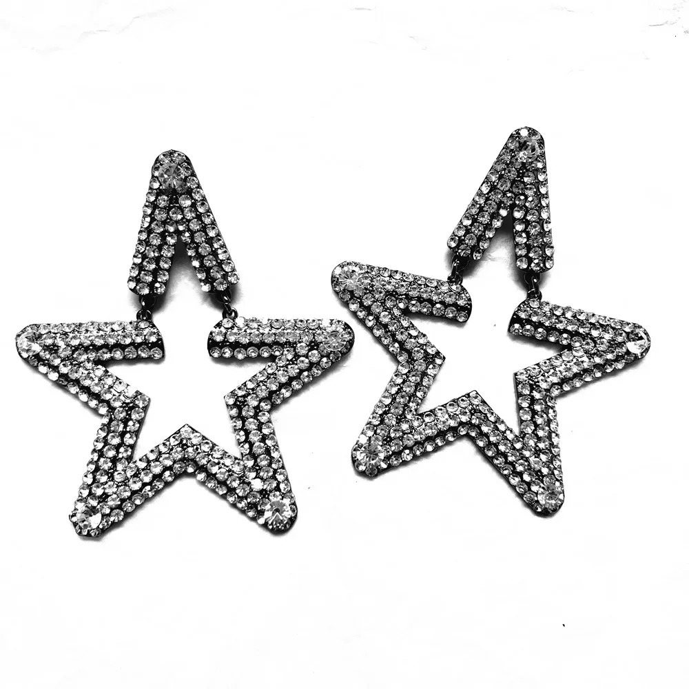 Baroque Style Alloy Rhinestone Star Pendant Dangle Earrings For Women Fashion Jewelry Maxi Girls Statement Earrings Accessories 250120